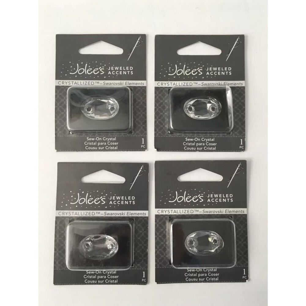 4 pk New Swarovski Crystal Jolee's 3231 Owlet Sew On Button 23 x 14 mm Clear